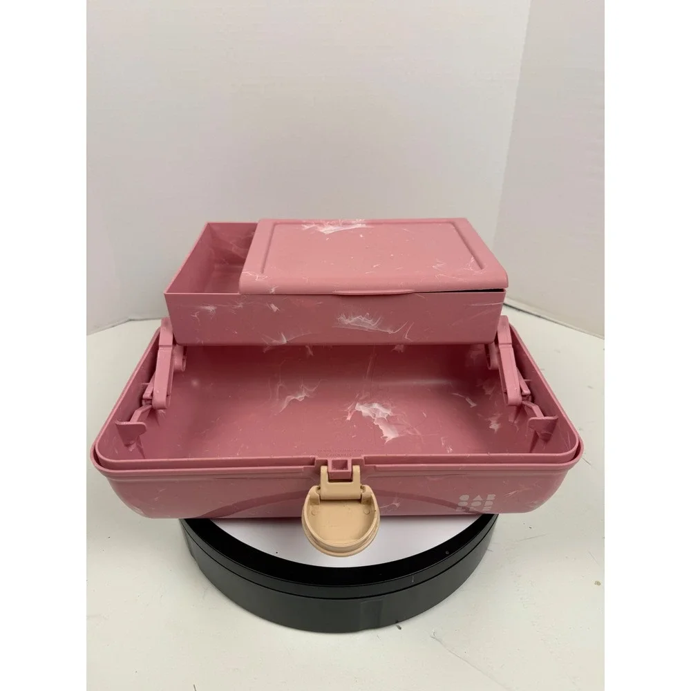 Caboodles On-The-Go Girl Makeup Organizer Case Pink Marble Mirror Vintage Style